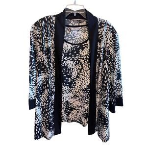 TanJay Vintage Black White 2 Piece Sleeveless Tank Open Cardigan Plus Sz 3x